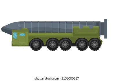 Rocket complex. Vector illustration with military equipment. The object is isolated on a white background. War. Army. For your design.