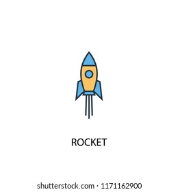rocket concept 2 colored line icon. Simple yellow and blue element illustration. rocket concept outline symbol design from space exploration set