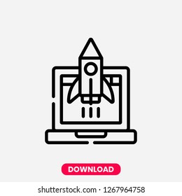Rocket concept line icon. Simple element illustration. Rocket computer concept outline symbol design. Can be used for web and mobile UI/UX . Modern vector style.