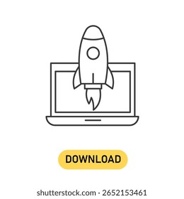 Rocket concept line icon. Simple element illustration. Rocket computer concept outline symbol design. Can be used for web and mobile UI and UX . Modern vector style.