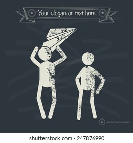 Rocket concept,human resource design on old background,grunge vector