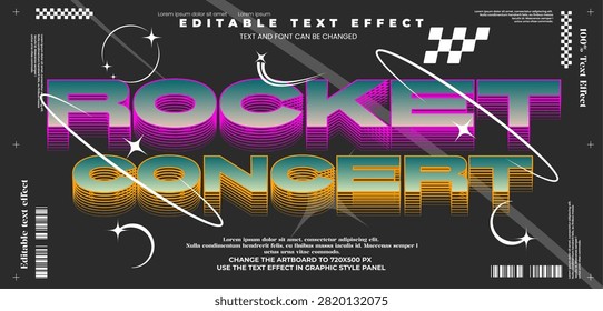 Rocket Concern Y2k effect editable text effect in modern trend style