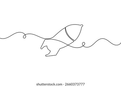 Foguete contínuo desenho de uma linha ilustração vetor contorno minimalista
