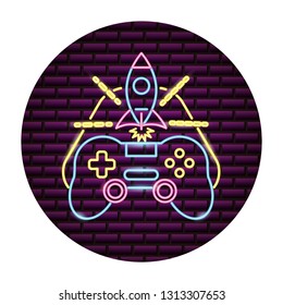 rocket controller video game neon