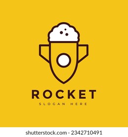 rocket corn galaxy modern cinema creative logo design vector graphic illustration