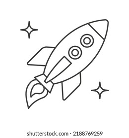 Rocket, cosmos concept line icon. Simple element illustration. Rocket, cosmos concept outline symbol design from space set. Can be used for web and mobile on white background