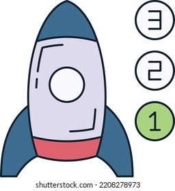 Rocket countdown icon, logo or symbol