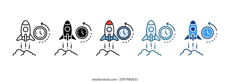 Rocket Countdown Icon Set Multiple Style Collection