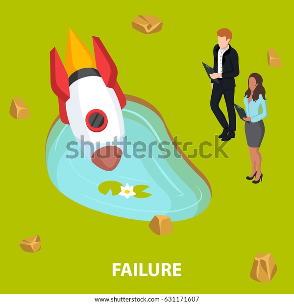 Rocket Crash Project Failed People Sad Stock Vector Royalty Free