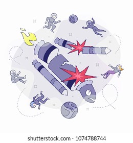 Rocket crashing in space