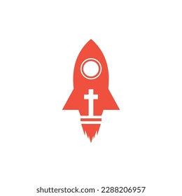 Rocket cross church sign modern logo