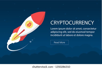 Rocket and crypto currenct website header design.