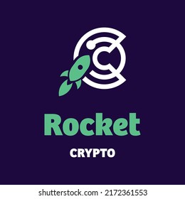 Logo de cohete y cripto en estilo moderno. Con fondo blanco