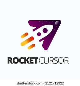 Rocket Cursor Logo very compatible with profesional corporate such as social media campaign, technology information, internet, website, game agency, multimedia 