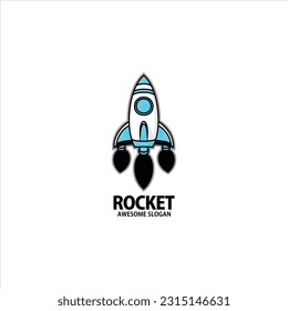 rocket cute mascot design logo