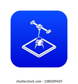 Rocket d printing icon blue vector isolated on white background