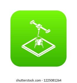 Rocket d printing icon green vector isolated on white background