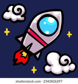 rocket in the dark sky vector