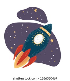 rocket decorative sticker vector
