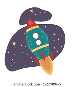 rocket decorative sticker vector