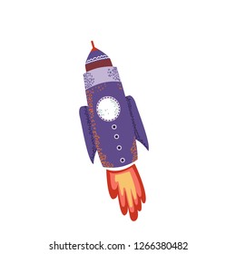 rocket decorative sticker vector