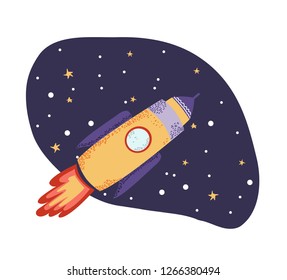 rocket decorative sticker vector
