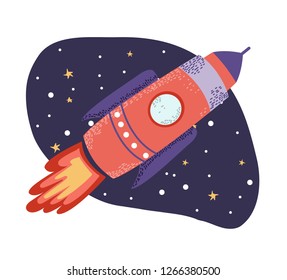 rocket decorative sticker vector