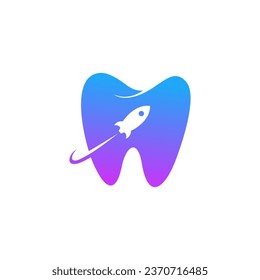 Plantilla de diseño de vectores con logotipo dental de cohete