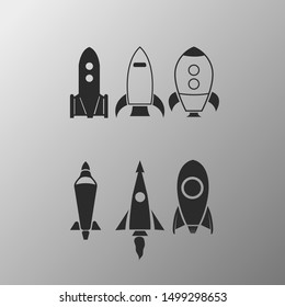 Rocket design icon Gradient vector isolated on white Gray background
