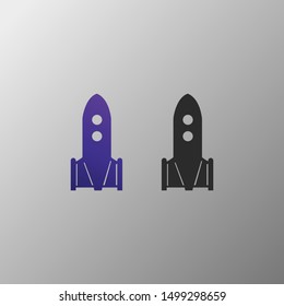 Rocket design icon Gradient vector isolated on white Gray background