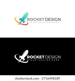 Rocket design , rocket logo flying fast in space