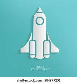 Rocket design on blue background,clean vector
