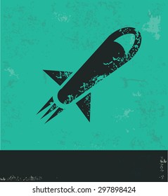 Rocket design on green background,grunge vector