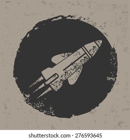 Rocket design on grunge background, grunge vector