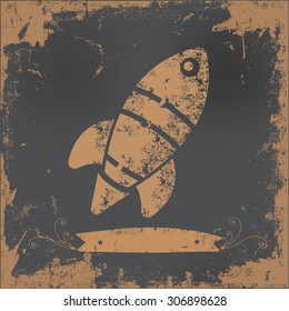 Rocket design on old paper background,vector