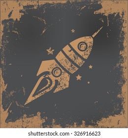 Rocket design on old paper background,vector