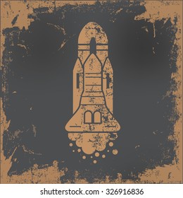 Rocket design on old paper background,vector