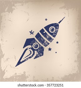 
Rocket design on old paper background,vector