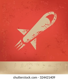 Rocket design on red background, grunge vector