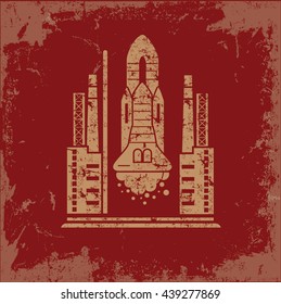 Rocket design on red background,vector