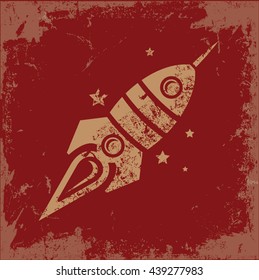 Rocket design on red background,vector