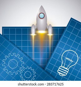 Rocket design over white background, vector illustration.