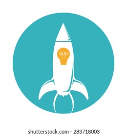 Rocket design over white background, vector illustration.