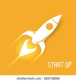Rocket design over yellow background, vector illustration.
