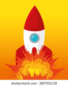 Rocket design over yellow background, vector illustration.