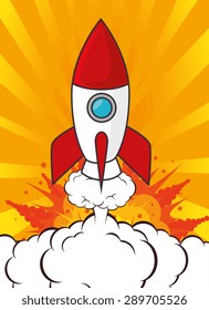 Rocket design over yellow background, vector illustration.