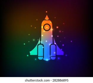 Rocket design, rainbow concept design. Clean vector.