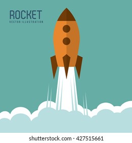 Rocket design. Spaceship icon. Flat illustration , editable vector