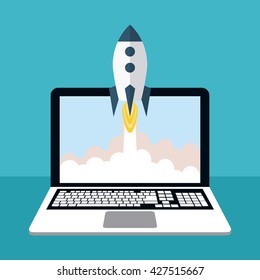 Rocket design. Spaceship icon. Flat illustration , editable vector