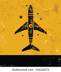 Rocket design, yellow grunge vector